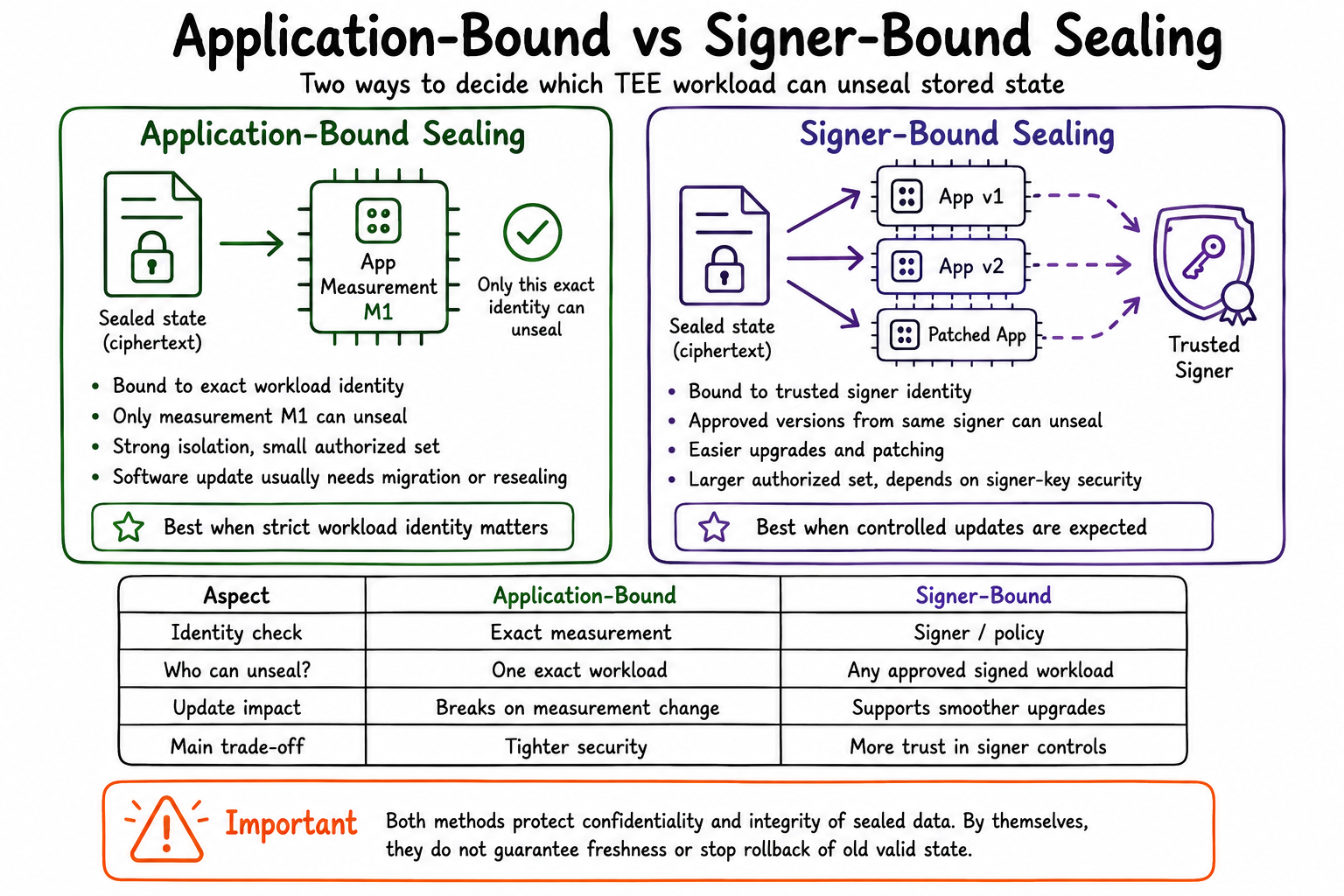Application-Bound vs Signer-Bound Sealing